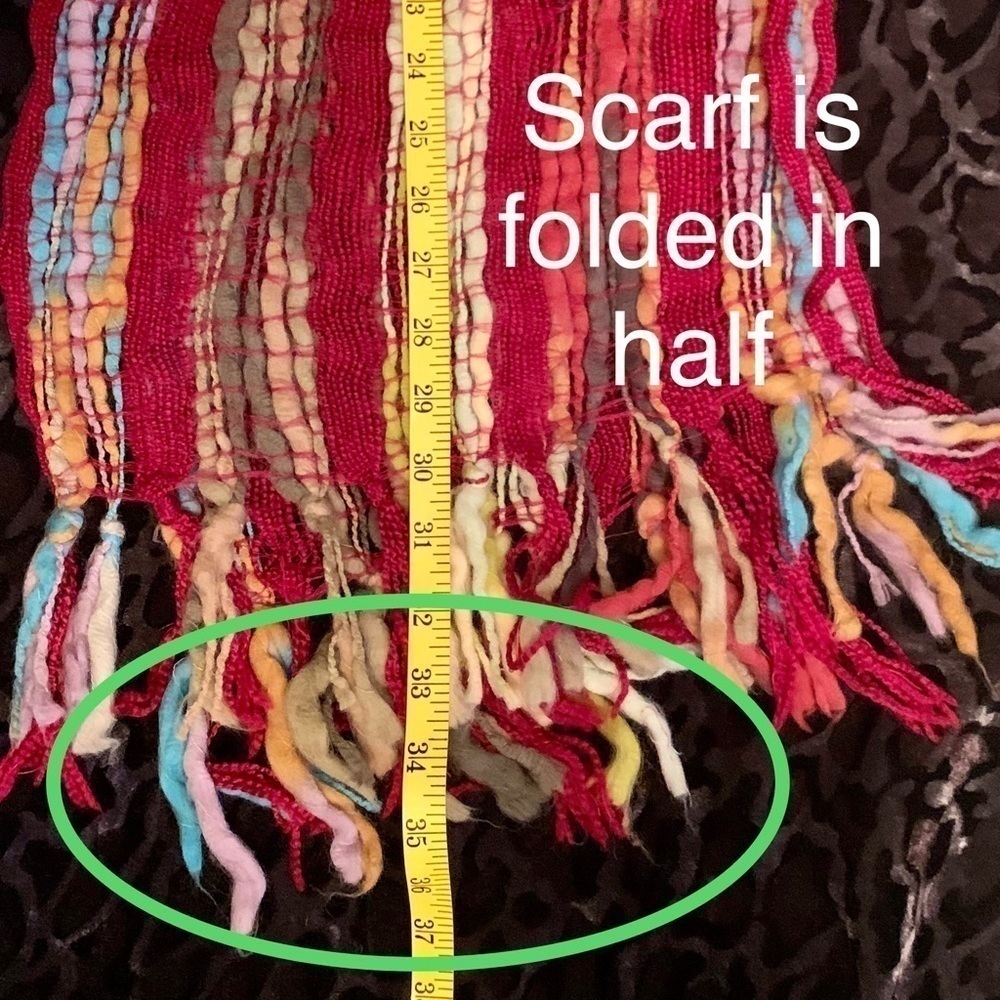 🧣 Fun & Colorful Boho Scarf, Red-Blue-Yellow, Used 🕶 - Picture 5 of 5
